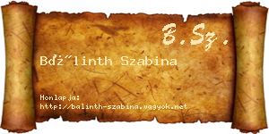 Bálinth Szabina névjegykártya